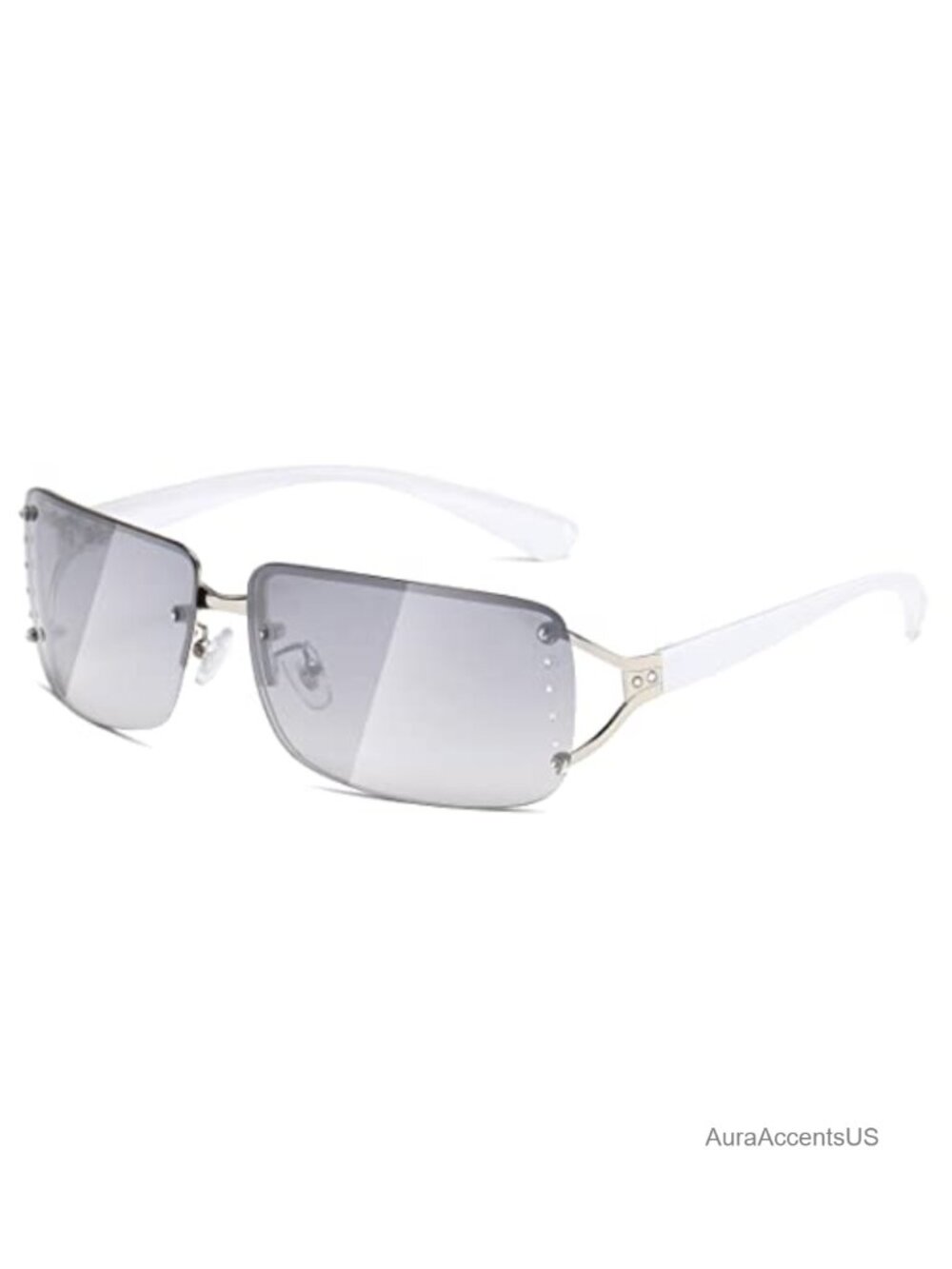 Unisex Rectangle Sunglasses Rimless Frame UV400 Metal Retro